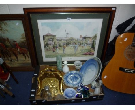 A SIGNED LIMITED EDITION DAVID WILCOX 'BELFRY' PRINT, various ceramics (Royal Copenhagen, Pearlware (s.d.) etc), glasswares a