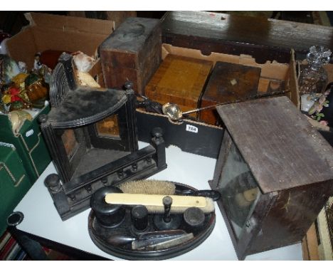 VARIOUS SUNDRIES, work boxes (s.d.), carving, toddy ladle etc