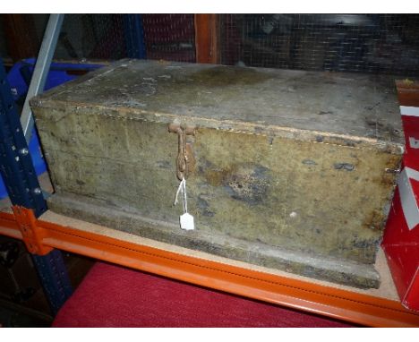 A WOODEN CRATE, containing a quantity of various tools