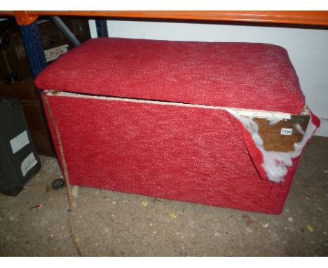 A VICTORIAN PINE METAL BOUND TRUNK, covered in upholstery