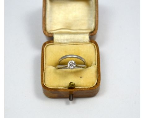 TWO RINGS, the first a single stone old cut diamond ring, estimated diamond weight 0.45ct, g-h colour, SI1-SI2 clarity, toget