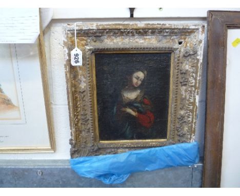 18TH CENTURY STYLE PORTRAIT, Maiden looking to her left, oil on canvas, 27cm x 18cm