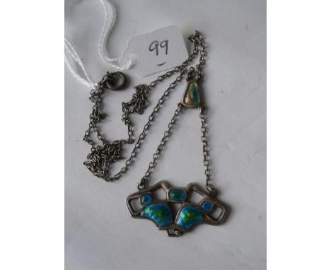 Charles Horner - a silver and blue-green enamel pendant fully hall marked 7g