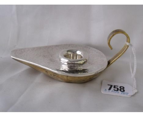 An Aladdin’s lamp mounted candle holder brass base  (925 standard)        