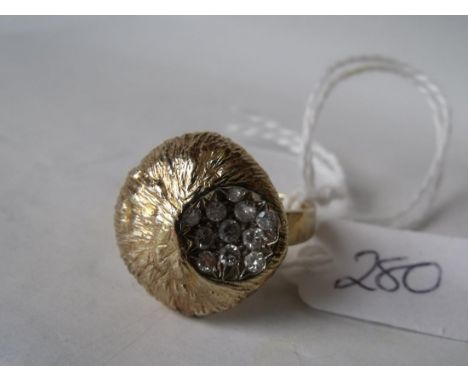 A modernist mushroom ring set with diamonds the whole in 18ct gold approx size 'K'  8.7g