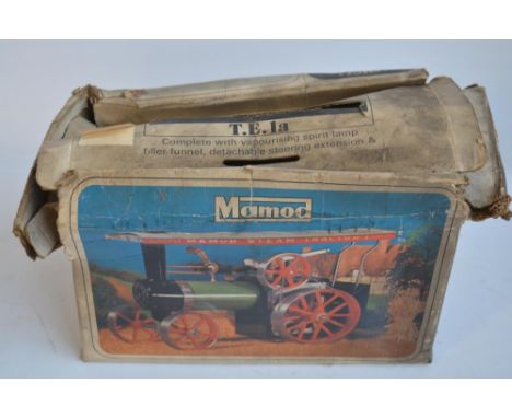 Mamod TE1a steam powered tractor model with accessories and instruction booklet in good previously run condition with wear et