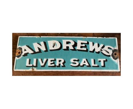 Vintage Andrew’s Liver Salt advertising enamel sign. 30cm x 10cm.