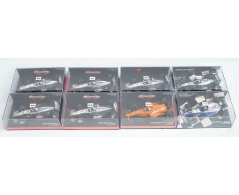 Eight boxed 1/43 scale diecast David Coulthard themed Formula 1 racing car models from Paul's Model Art to include 7x McLaren