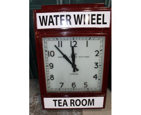 Art Deco single face advertisement clock by Smiths English Clock System of London. Wired for illumination. Advertising  Hovis