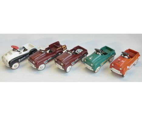 Five 1/3 scale diecast and pressed metal limited edition pedal cars from Xonex (all of 10,000) to include Police Squad Car, F