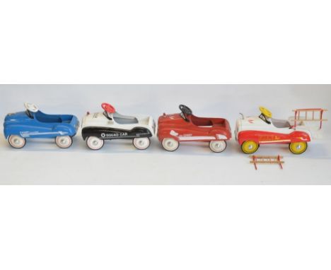 Four 1/3 scale diecast and pressed metal limited edition pedal cars from Xonex (all of 10,000) to include Fire Chief (steerin