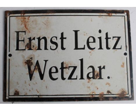 Single sided enamel sign. 'Ernst Leitz Wetzlar'. 27cmx20cm 