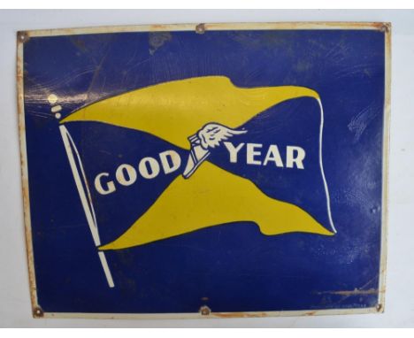 Enamel steel plate advertising sign for Goodyear, 63.5x50.5cm 