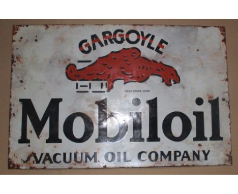Single sided enamel sign 'Gargoyle Moblioil Vacuum oil Company' 55cmx36cm 
