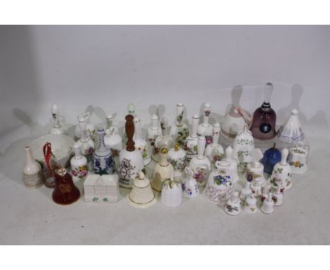 Lladro, Wedgwood, Poole, Aynsley, Coalport, Mason's, Other - A large collection of ceramic bells - Lot includes a Wedgwood am