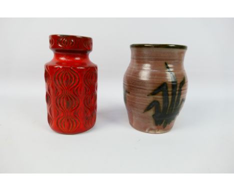 Scheurich, Other - A Scheurich ceramic red onion vase and an unknown maker pottery vase. Largest is 15 1/2 cm (h). (This does