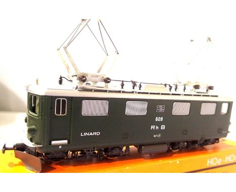 Bemo, HOe/HOm, Bo-Bo, electric, RhB, Green, 609 Linard, in very good to excellent condition, box with wear. P&amp;P Group 1 (
