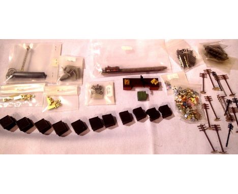N Gauge accessories including eleven buffer stops, narrow boat, signal, people, telegraph poles etc. P&amp;P Group 1 (£14+VAT