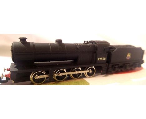 N Gauge Union Mills Class 7F, BR Black, Early Crest, 49508, in excellent condition, boxed. P&amp;P Group 1 (£14+VAT for the f