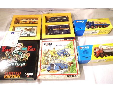 Four Corgi Classic commercials, includes York fair - twin set, Pantech and Coach, Corgi on the move twin set - Pantech and Co