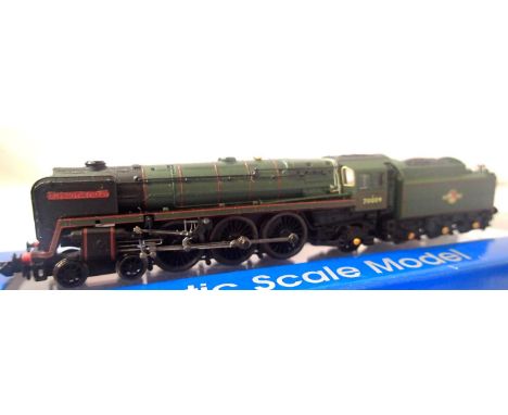 N Gauge Britannia Class, 70009, Alfred The Great, Green, Late Crest, in excellent condition, missing one nameplate, box with 
