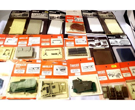 Selection of Wills building kits and stone walling, cobblestones, slates etc, building sheets. P&amp;P Group 1 (£14+VAT for t