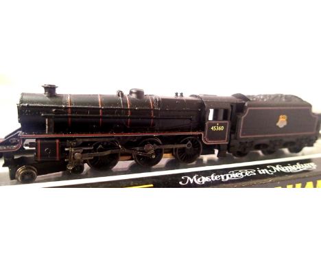 N Gauge Farish Class 5, Black, Early Crest, 45360, in excellent condition, wrong box. P&amp;P Group 1 (£14+VAT for the first 