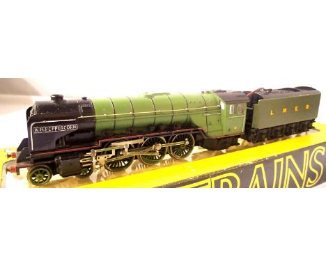 Trix two rail A.H. Peppercorn in fair condition, no cab numbers, repainted tender (wrong colour), spares or repair. P&amp;P G