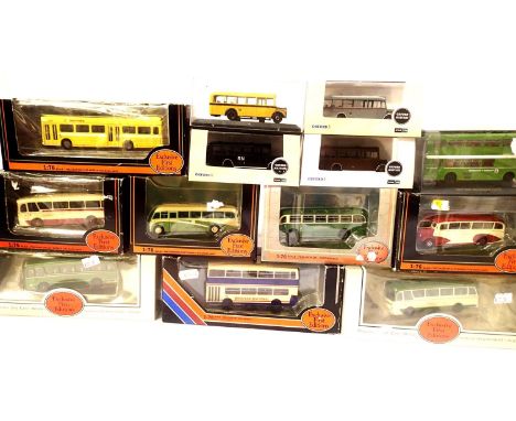 Thirteen 1/76 scale model buses, EFE, Oxford, etc mostly in excellent condition, boxes with wear. P&amp;P Group 3 (£25+VAT fo