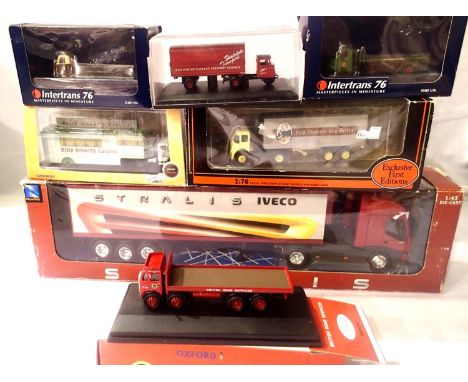 Seven commercial vehicles, mostly 1/76 scale, EFE, Oxford etc and 1/43 scale Iveco Stralis Artic. P&amp;P Group 2 (£18+VAT fo