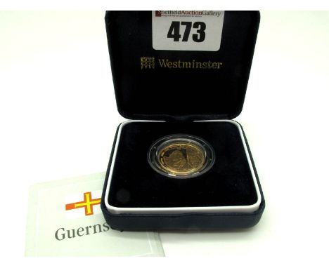Guernsey Twenty-Five Pounds Gold Coin, 2006, commemorating the 2006 FIFA World Cup Germany, literature, cased.