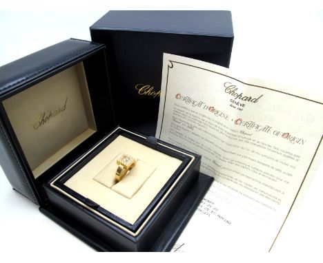 Chopard; A Modern 'Happy Diamonds' Diamond Set Ring, of square design, numbered "30932352" "82 / 2896-20", stamped "750", com