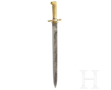   Hirschfänger M 1810, Sammleranfertigung mit alter Klinge  Einschneidige Keilklinge, gegossenes Messinggefäß , terzseitig ge
