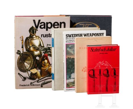   Sechs schwedische Bücher zum Thema Blank- und Feuerwaffen  Alm, Eldhandwapen I, Stockholm 1933. Swedish Weaponry since 1630