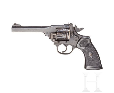   Webley &amp; Scott Mark IV, mit Tasche  Kal. .38 S&amp;W, Nr. 112425, Nummerngleich. Blanker Lauf. Sechsschüssig. Gültiger 
