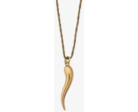 A twisted chain with drop pendent stamped "750" to clasp, suspending a drop pendant total approx. length 52.3cm, total approx