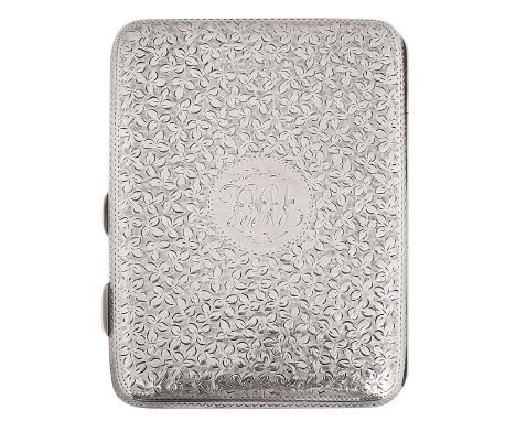 A late Victorian silver card case/aide memoireBirmingham, 1894, A & J Zimmerman Ltdof rectangular form with all over foliate 