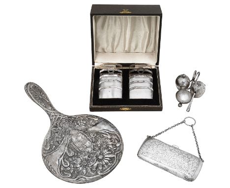 A late Victorian silver cruet, a cased pair of four division toast racks and other silverfirst Birmingham, 1900, Robert Pring