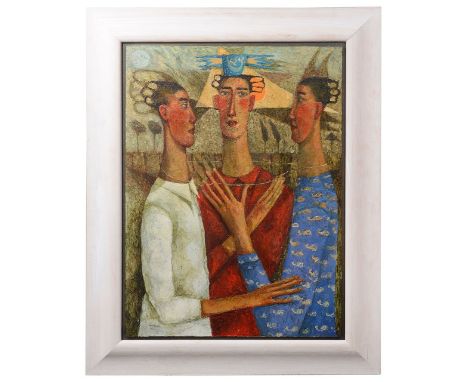 Jennifer McRae (British, B.1959)"Independent by Nature", oil on board, signed lower right, dated 1993, framed, label versowit