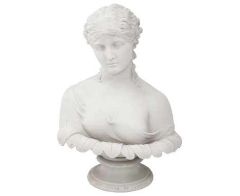 A 19th century Copeland Parian bust of the water Nymph Clytie after C Delpech for the Art Union of Londonimpressed to socle b