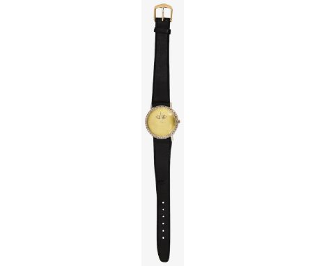 A gentleman's Zodiac dress wristwatchcircular gold dial with gold pencil hands signed Zodiac, diamond set bezel, manual wind 