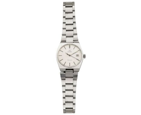 A gentleman's Omega Automatic Geneve stainless steel wristwatch Ref 166 0099 c.1973circular sunburst dial with raised silver 