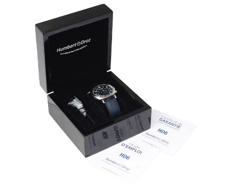 A gentleman's Humbert Droz limited edition HD6 Azur stainless steel automatic chronographcircular blue dial with luminous whi