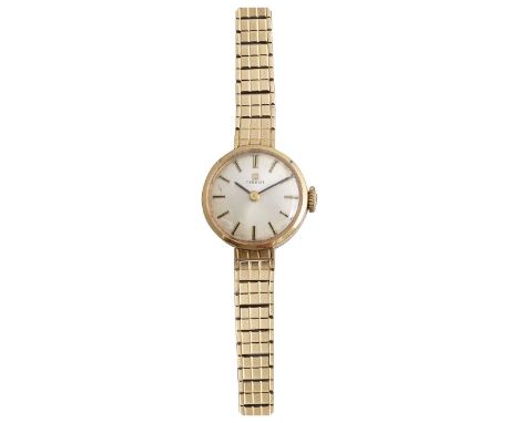 A lady's 9ct gold Tissot wristwatchcircular silvered sunburst dial with raised gilt baton markers with black inserts and blue