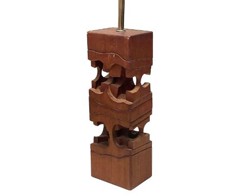 Brian Willsher (British, 1930-2010)A sculptural teak table lamp of rectangular geometric form, unsigned height including fitt