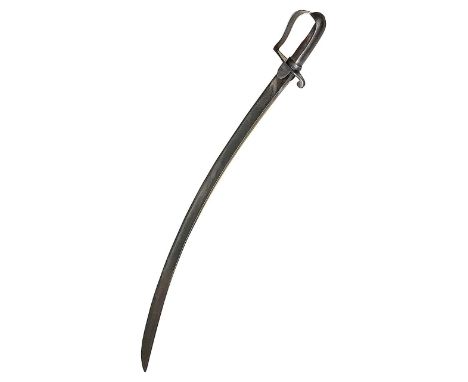 A 1796 pattern Officers light cavalry sabre  curved single edged fullered blade, stirrup hilt with single qullion, double lan