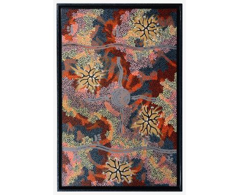 Clifford Possum Tjapaltjarri (Australian, 1932-2002)"Possum Dreaming", oil on canvas, signed on the back; Clifford Possum, da