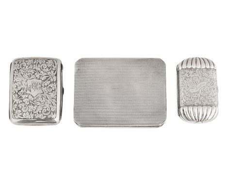 A George V engine turned silver cigarette case and two other silver casesfirst Birmingham, 1924, maker mark R.N., rectangular