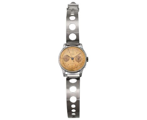 A gentleman's Ornata Chronographe Suisse stainless steel chronograph wristwatch c.1950circular gold dial with Arabic and, dot
