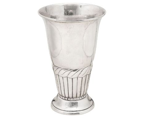 A Danish Art Nouveau silver prize vaseCopenhagen, 1924, assay master Christian F. Heise, Evald Nielsen of planished trumpet f